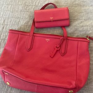 Fossil matching tote bag and wallet